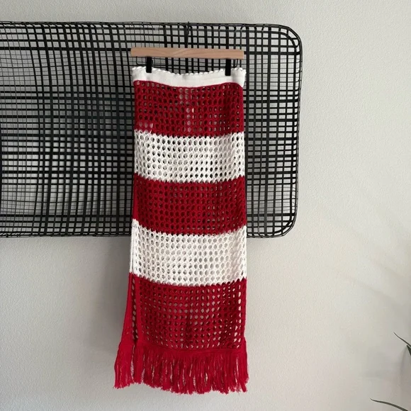 Farm Rio Red Striped Crochet Skirt - Picture 9 of 10